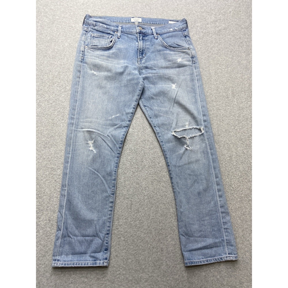 Agolde Jeans Womens 32x26 Blue Isabel Straight Mid Rise Stretch Distressed Tag27